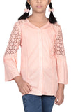 Lace Detail Junior Girls Knit Fashion Tops (10-15 Years Old)
