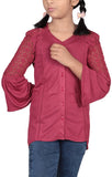 Lace Detail Junior Girls Knit Fashion Tops (10-15 Years Old)