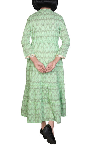 Printed With Embroidered Junior Girl's Ethnic Trail (10-15 Years Old)