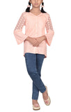 Lace Detail Junior Girls Knit Fashion Tops (10-15 Years Old)