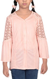 Lace Detail Junior Girls Knit Fashion Tops (10-15 Years Old)