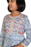 Printed With Embroidered Junior Girl's Ethnic Trail (10-15 Years Old)