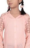 Lace Detail Junior Girls Knit Fashion Tops (10-15 Years Old)