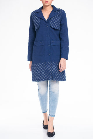 Embroidered Linen Trench Coat