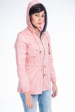 Drawstring Waist Hooded Parka Jacket