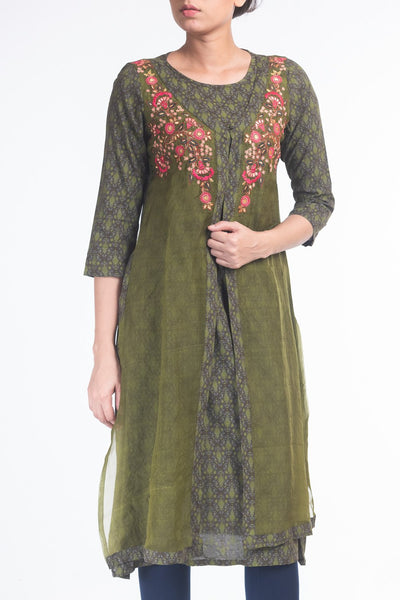 Printed With Embroidered Women's Ethnic Top