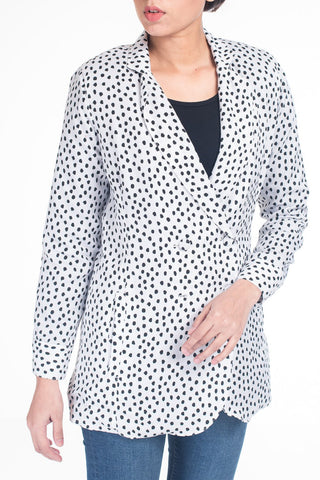 Ditsy Print Double-Breasted Blazer