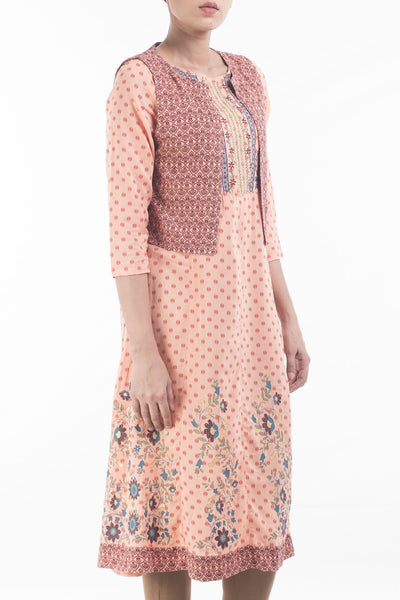 Printed With Embroidered Women's Ethnic Top