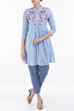 Printed With Embroidered Women's Ethnic Frock.