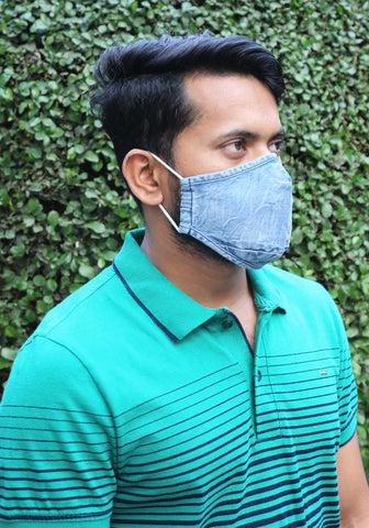 Tie-Bleach Denim Mask
