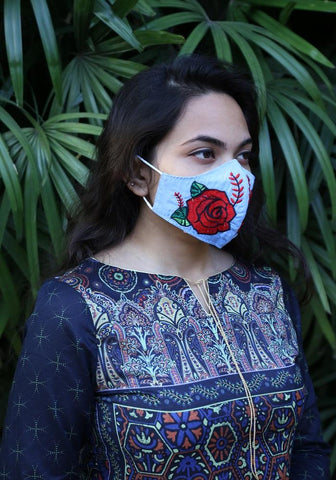 Embroidered Woven Fashion Mask