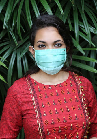 Silk Pleated Fashion Mask Moonlight Jade
