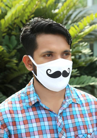 Printed Knit Fashion Mask Mustache Print