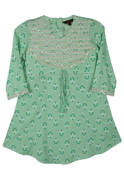 Printed With Embroidered Girl's Ethnic Frock (2-5 Years)