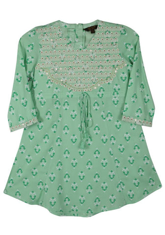 Printed With Embroidered Girl's Ethnic Frock (2-5 Years)