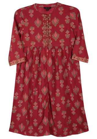 Printed With Embroidered Girl's Ethnic Trail (2-5 Years)