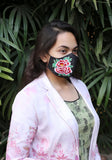 Floral Embroidered Woven Fashion Mask