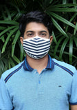 Printed Knit Fashion Mask Navy Stripe