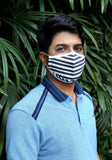 Printed Knit Fashion Mask Navy Stripe