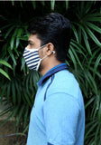 Printed Knit Fashion Mask Navy Stripe