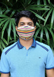 Printed Knit Fashion Mask Rainbow Stripe