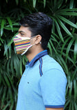 Printed Knit Fashion Mask Rainbow Stripe