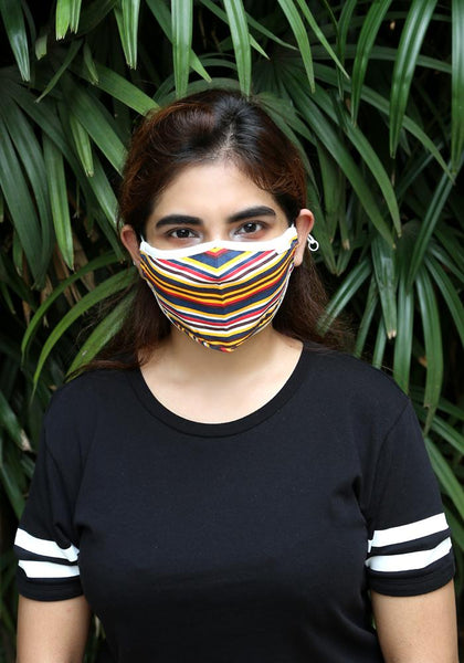 Printed Knit Fashion Mask Rainbow Stripe