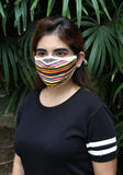 Printed Knit Fashion Mask Rainbow Stripe
