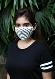 Printed Knit Fashion Mask Black Stripe