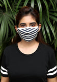 Printed Knit Fashion Mask Navy Stripe