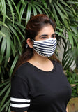 Printed Knit Fashion Mask Navy Stripe