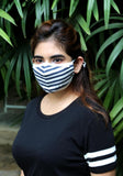 Printed Knit Fashion Mask Navy Stripe