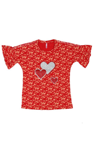 Printed Girls T-Shirt RED