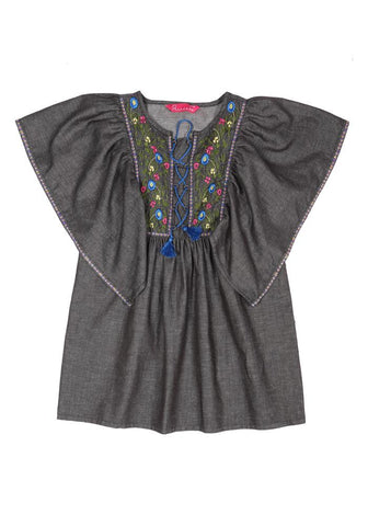 Princess Tops With Embroidery And Butterfly Sleeves (6-9 Years)