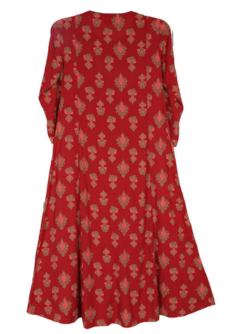 Printed With Embroidered Junior Girl's Ethnic Trail (10-15 Years Old)