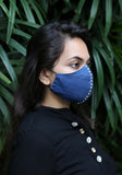 Denim Fashion Mask with Metal Stud