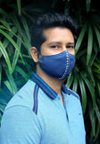 Denim Fashion Mask with Metal Stud