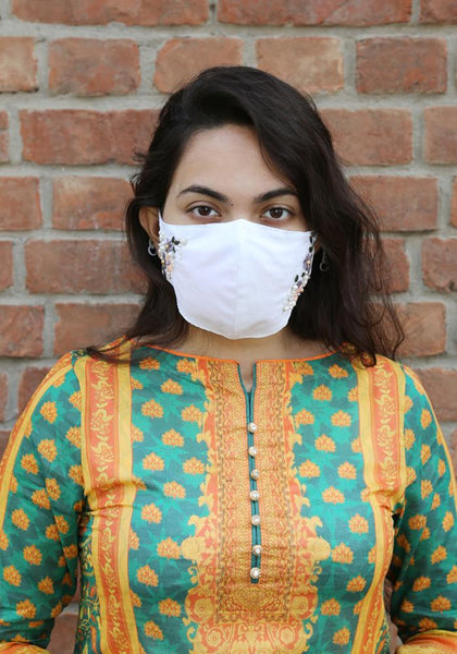 Floral Embroidery Woven Fashion Mask