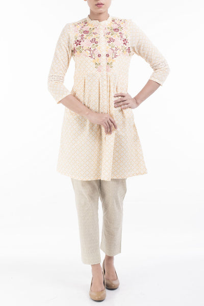 Printed With Embroidered Women's Ethnic Frock.